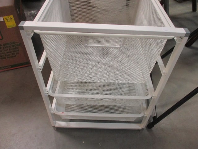 Lifetime Black Adjustable Height Folding Table and White Metal Mesh 3 Drawer - 2