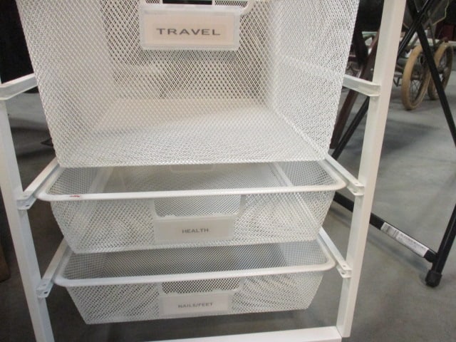 Lifetime Black Adjustable Height Folding Table and White Metal Mesh 3 Drawer - 4