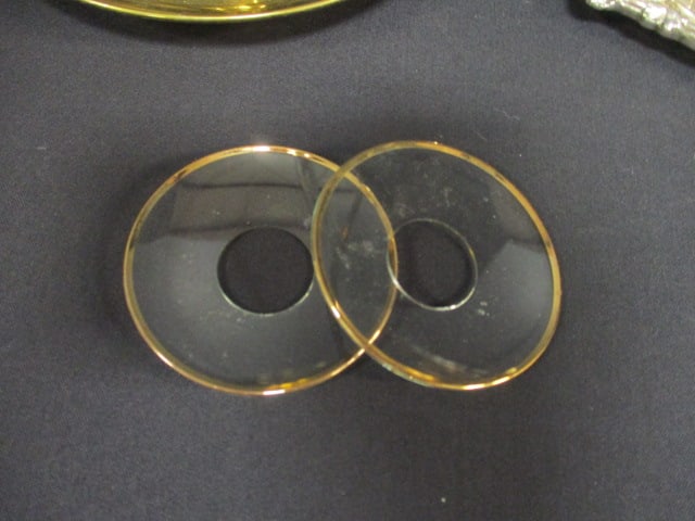 Silverplate and Brass Chamberstick Candle Holders with Candle Snuffers - 2