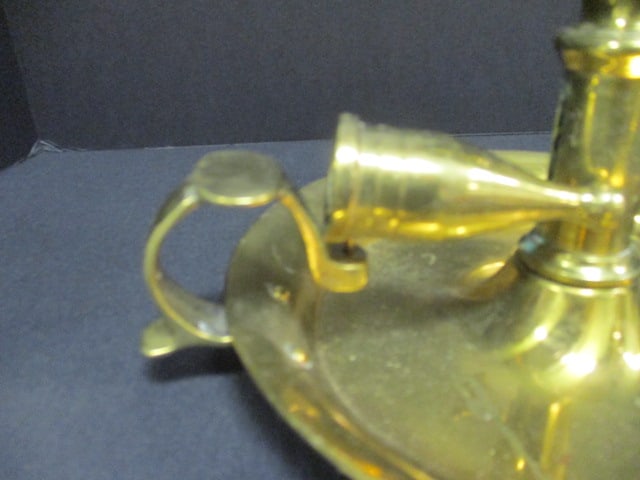 Silverplate and Brass Chamberstick Candle Holders with Candle Snuffers - 8