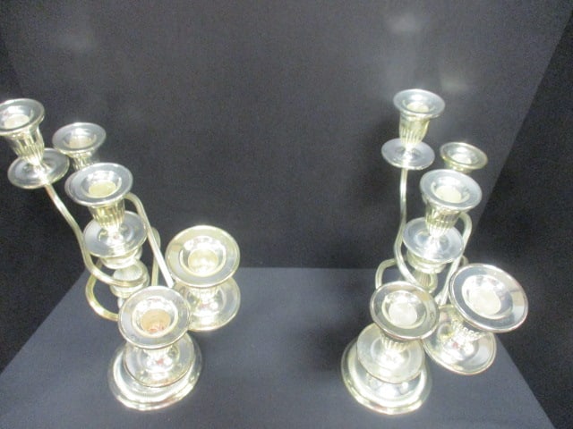 Pair of Silverplate 5 Lite Candelabras - 3