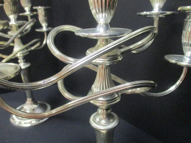 Pair of Silverplate 5 Lite Candelabras - 5