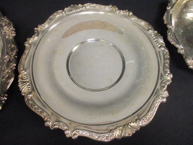 Nice Scalloping Edge Silverplate Trays and Serving Dishes - 5