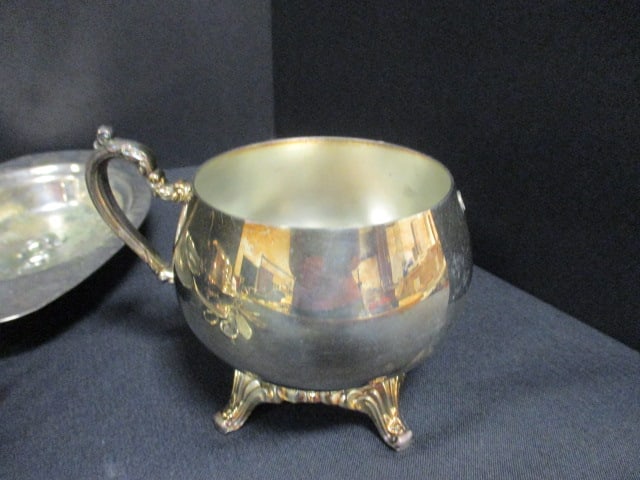 Silverplate Creamer and Sugar, Trays, Covered Dish and Serving Utensils - 2
