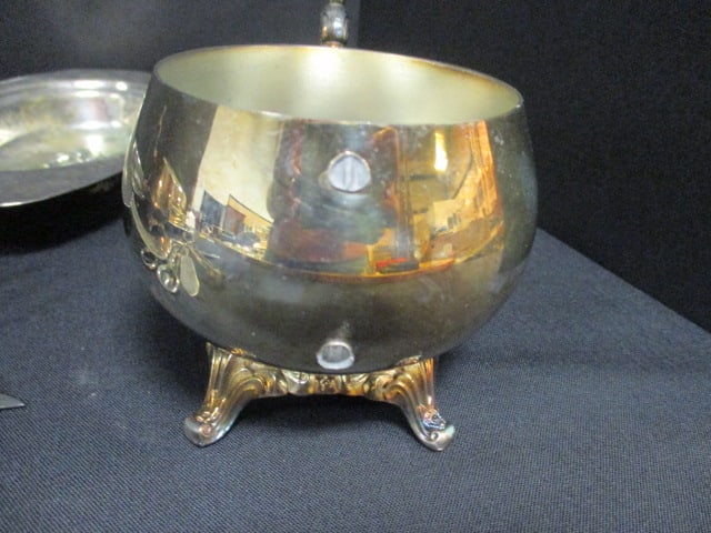 Silverplate Creamer and Sugar, Trays, Covered Dish and Serving Utensils - 3