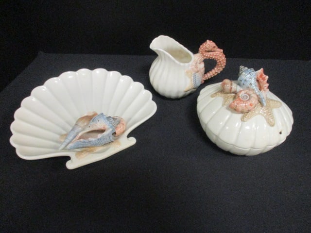 1991 Fitz & Floyd Nautical Plate, Creamer and Sugar Bowl (1 of 10)