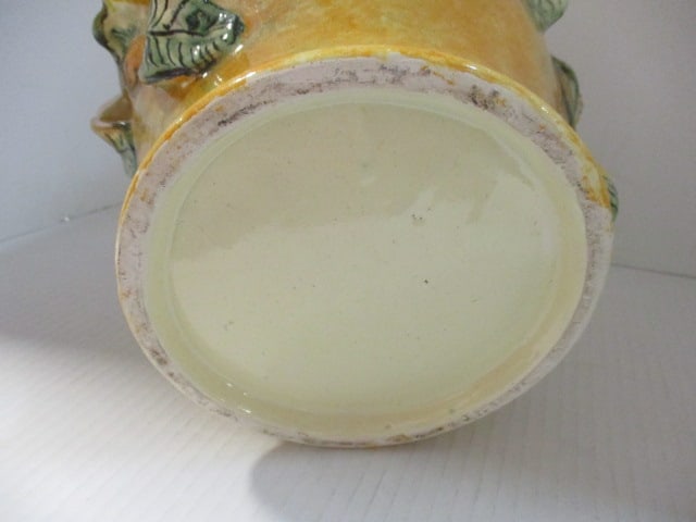 Majolica Style Pottery Vase with Applied Lemons - 6