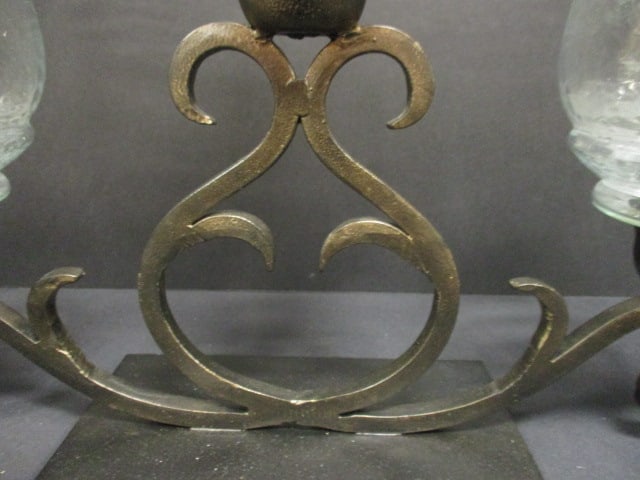 Bronzed Metal 3 Arm Pillar Candle Centerpiece - 4
