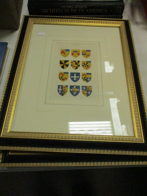 Two "Heraldry, Historical and Popular" Prints by Charles Bouteli: Framed and matted 13 1/2" x 16 3/4"