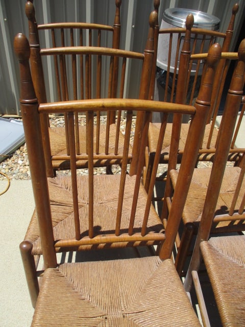 Six Spindle Back Mule Ear Chairs with Rush Seats - 2