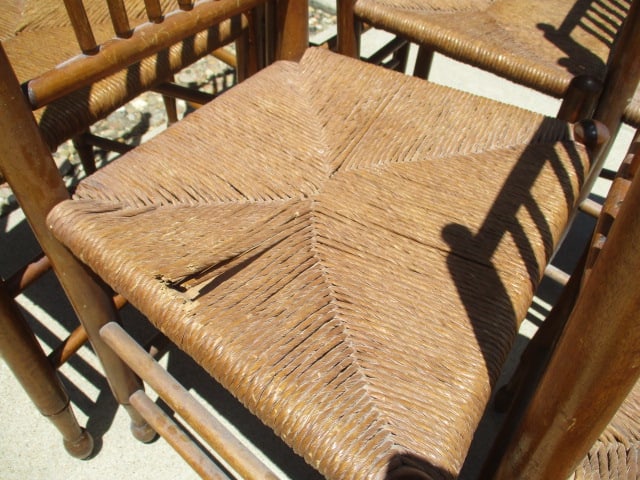 Six Spindle Back Mule Ear Chairs with Rush Seats - 4