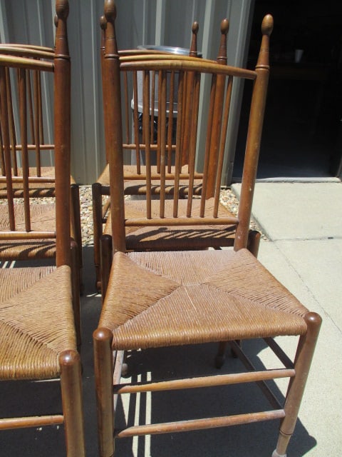 Six Spindle Back Mule Ear Chairs with Rush Seats - 5