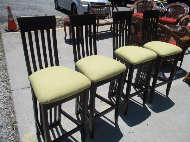 Four Lundberg Slat Back Bar Chairs: 17"w, 31"h seat height, Local Pickup Only