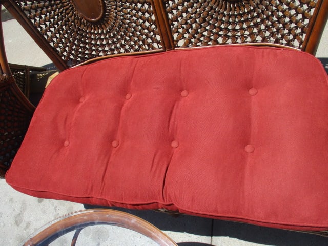 Ratan Love Seat and Coffee Table with Woven Sunburst Design - 6