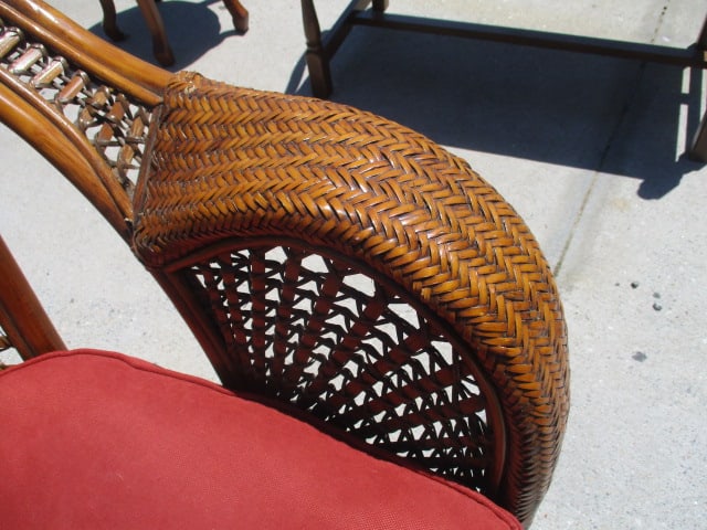 Ratan Love Seat and Side Table with Woven Sunburst Design - 4