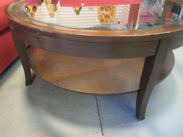 Glass Top Round Tiered Coffee Table - 2