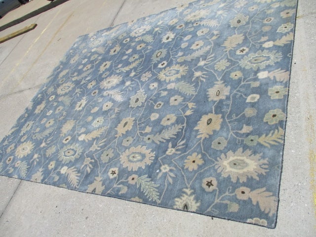 Jaipur Azure Blue Artisan Hand Tufted Blended New Zealand Wool Area Rug: 8' x 10'-6"