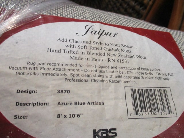 Jaipur Azure Blue Artisan Hand Tufted Blended New Zealand Wool Area Rug - 5