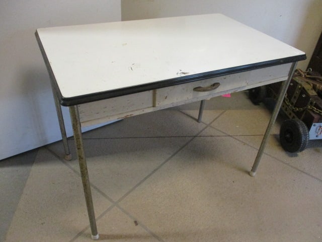 Metal Farm Table w/ Drawer (1 of 5)