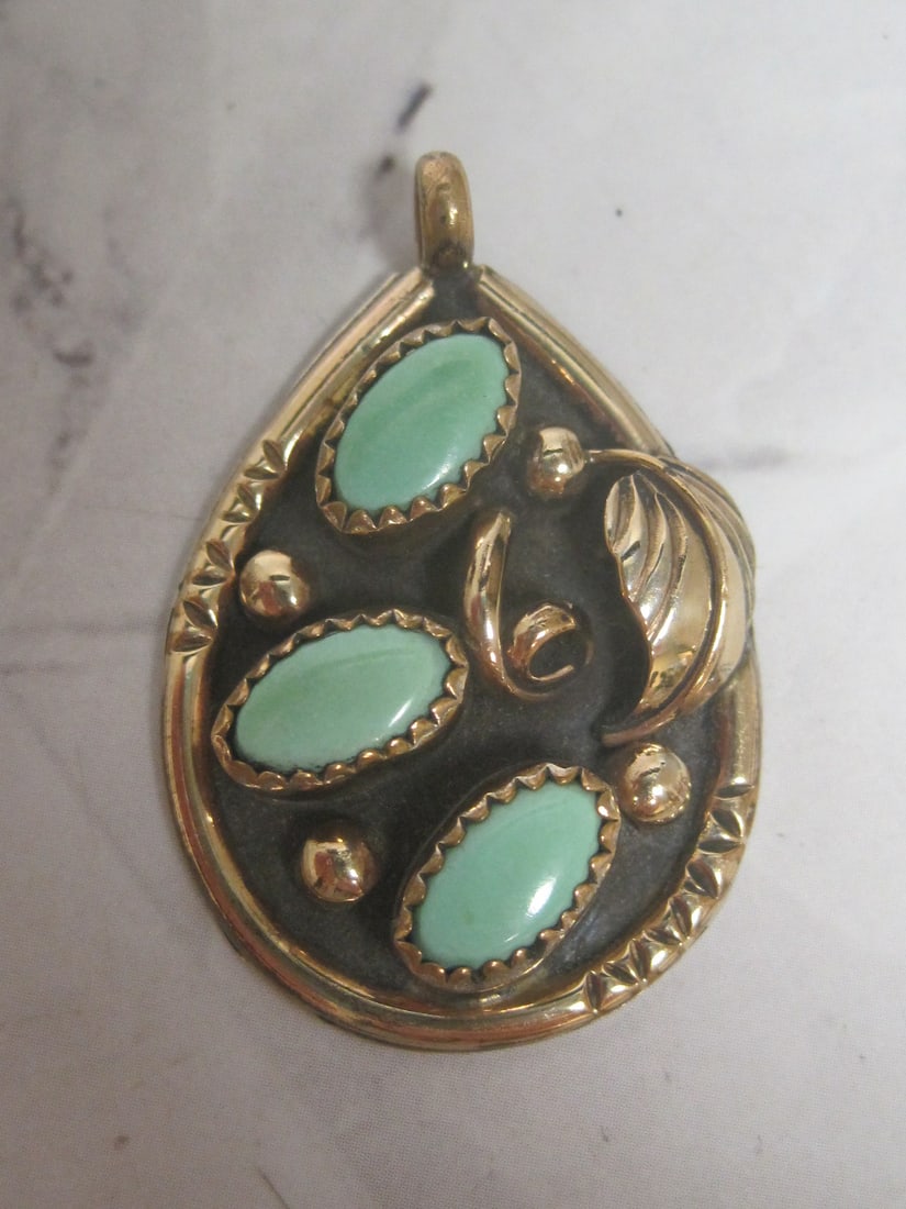 12k Gold-Filled Tawa by JM Turquoise Pendant: Weighs 6.5 grams