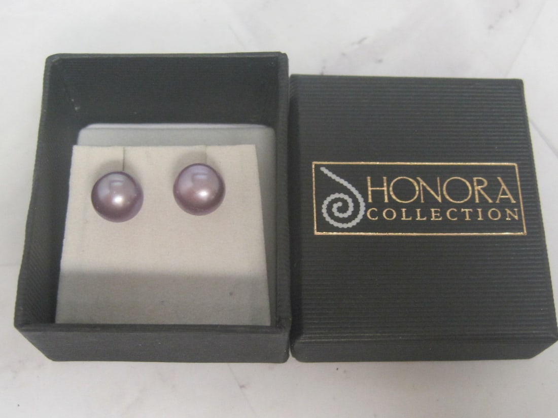 Purple Honora Pearl Stud Earrings (1 of 3)