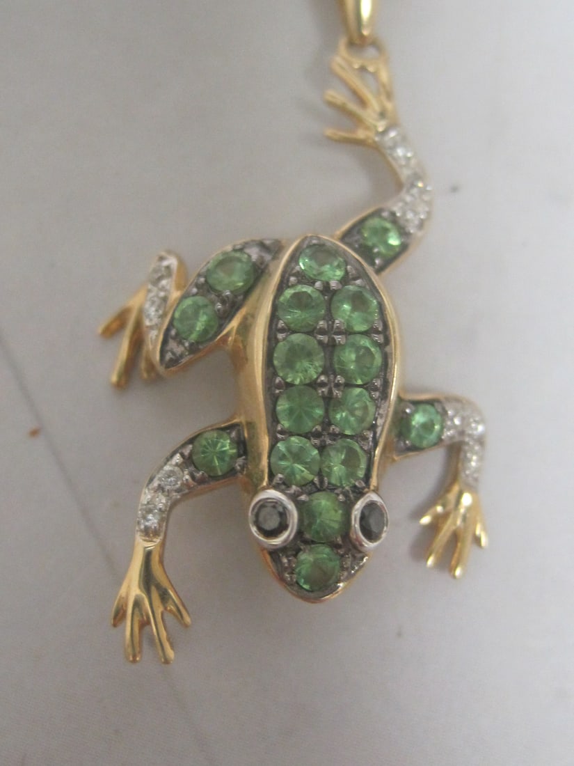 14k Gold Frog Pendant on 24" 14k Gold Rope Chain - 2