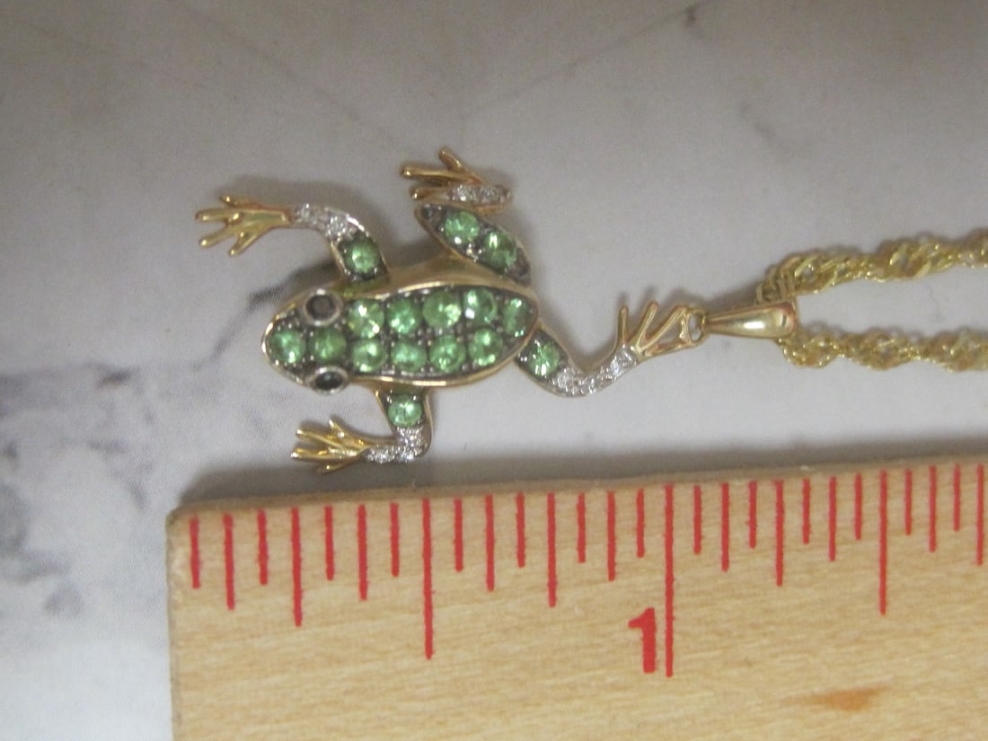 14k Gold Frog Pendant on 24" 14k Gold Rope Chain - 7