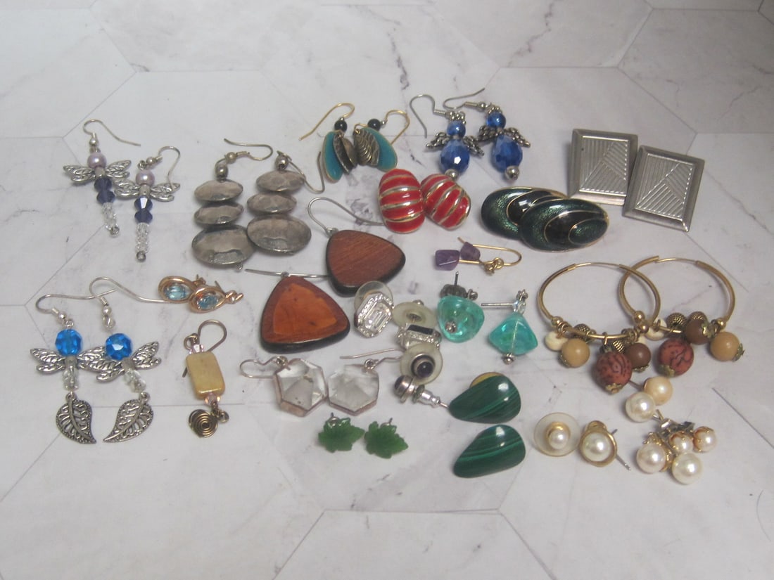 Large Lot of Pierced Earrings: .