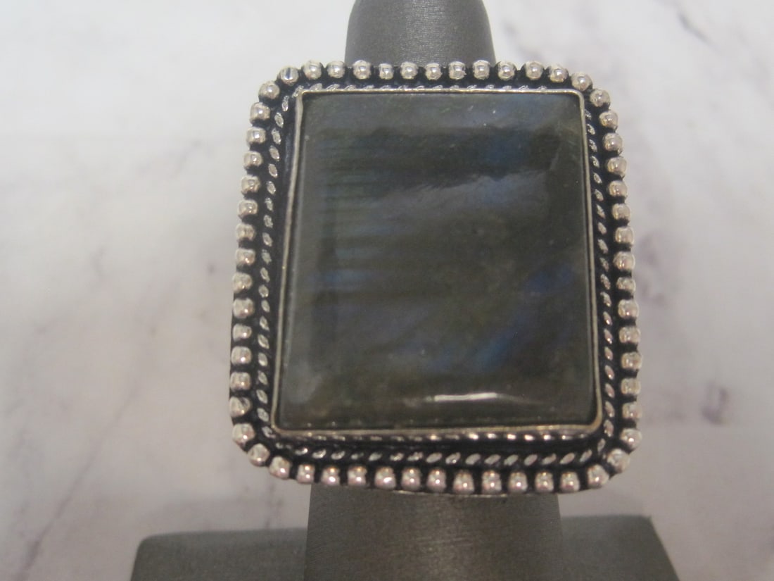Metal German Silver Labradorite Ring: Size 7