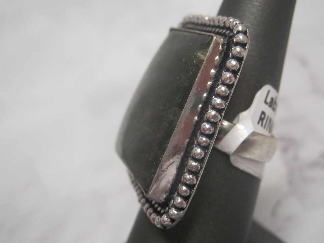 Metal German Silver Labradorite Ring - 2