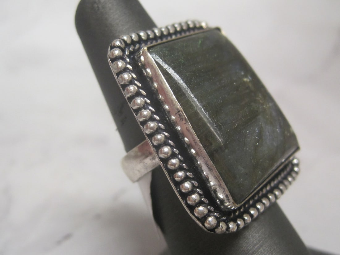 Metal German Silver Labradorite Ring - 3