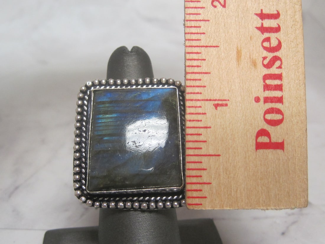Metal German Silver Labradorite Ring - 4