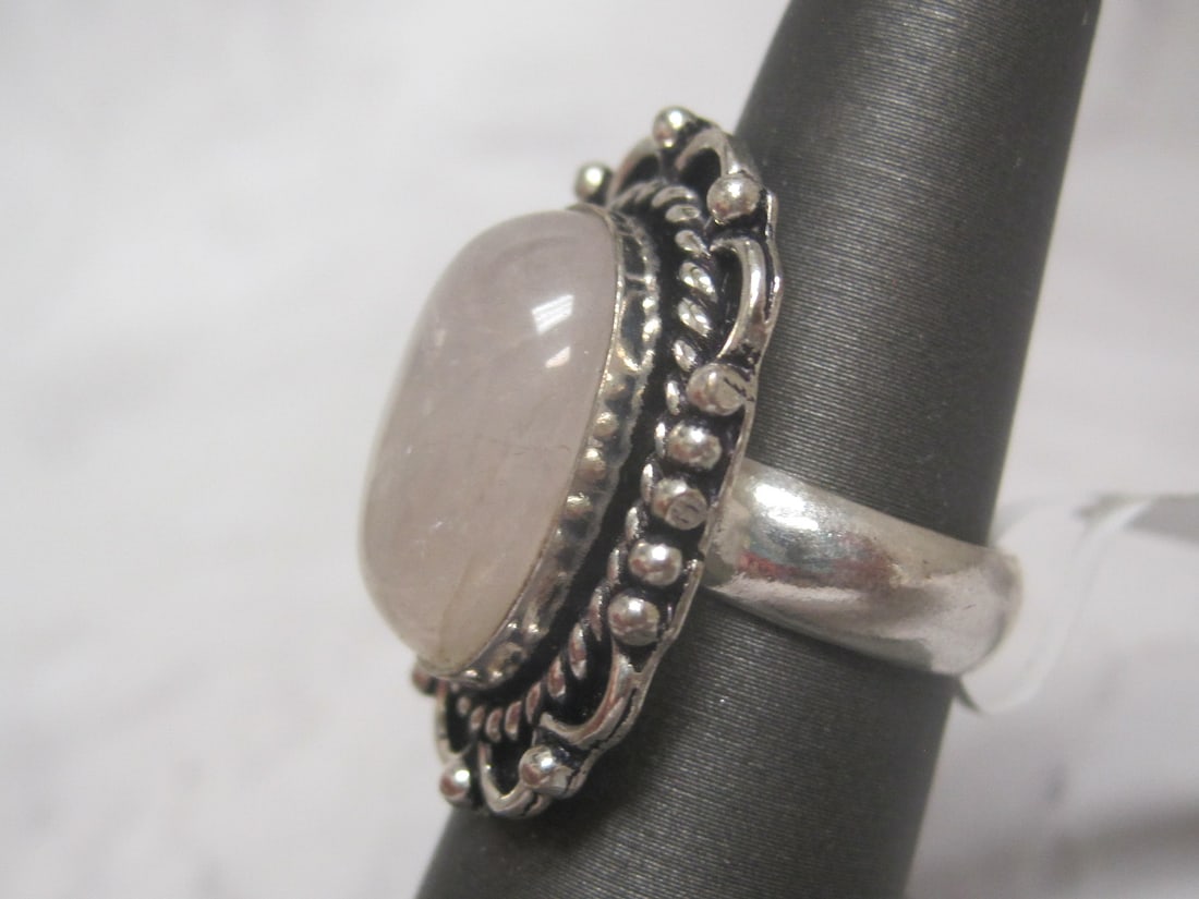Metal German Silver Rose Quartz Ring - 2