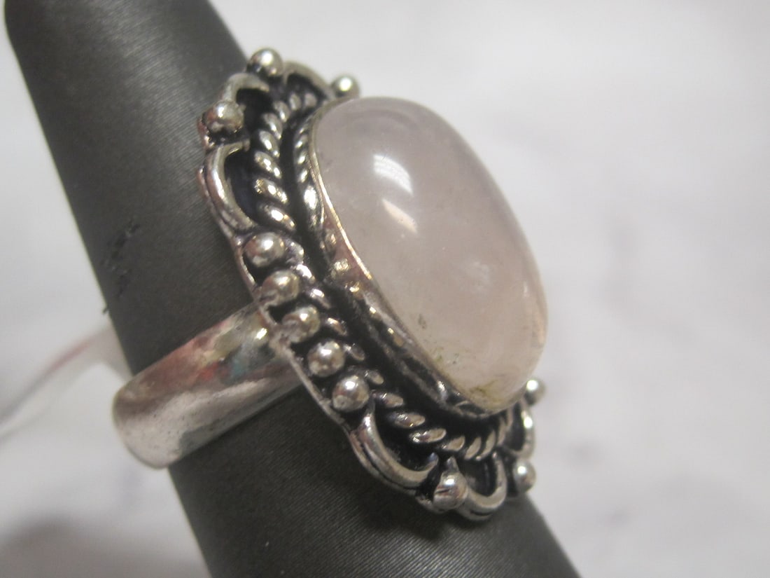 Metal German Silver Rose Quartz Ring - 3