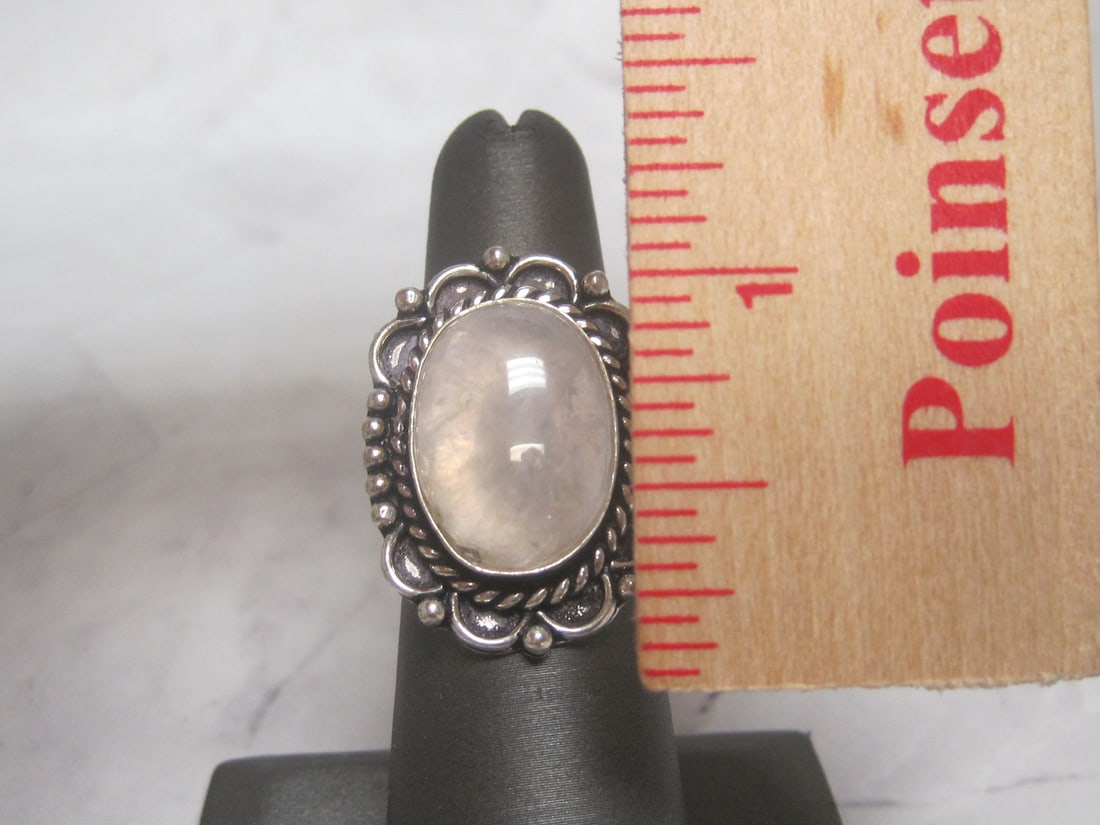 Metal German Silver Rose Quartz Ring - 4