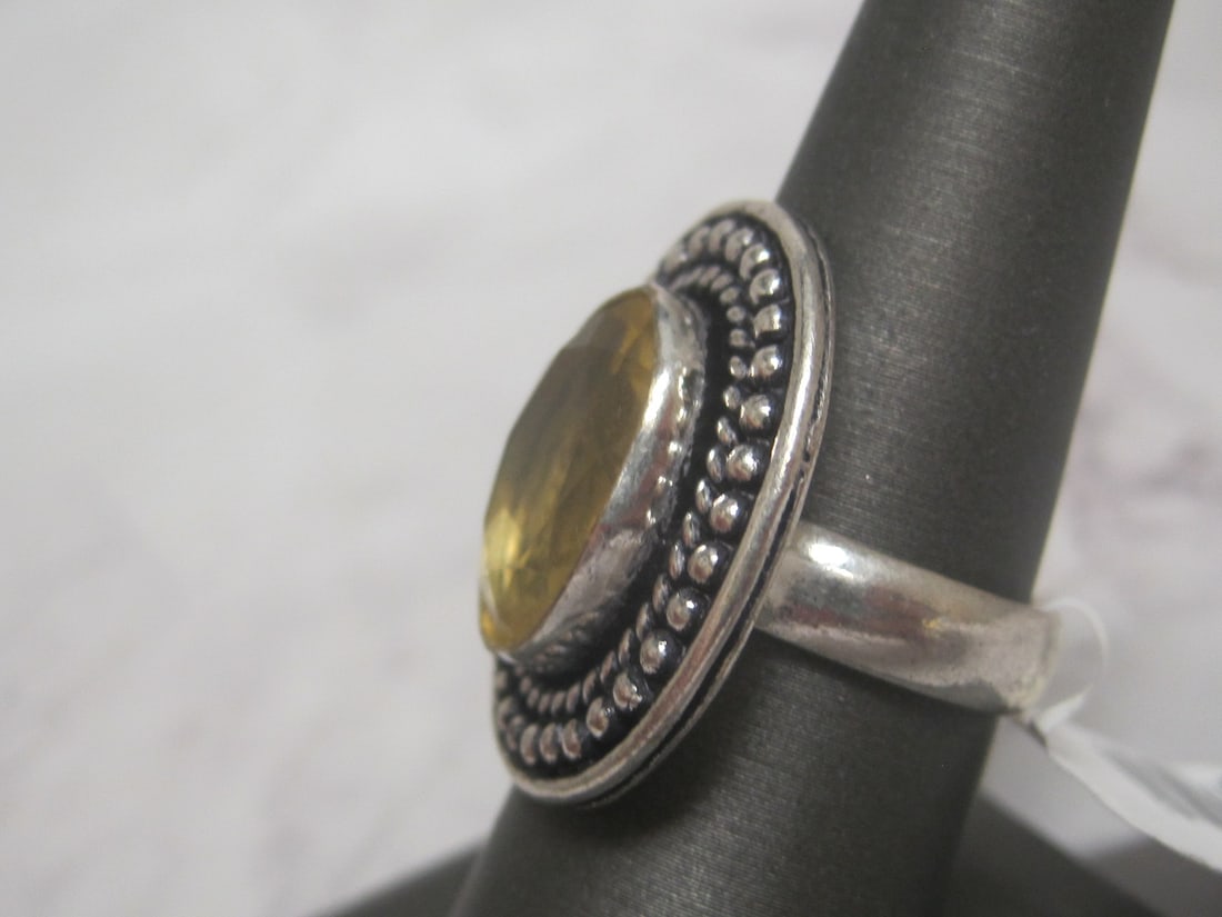 Metal German Silver Lemon Quartz Ring - 2