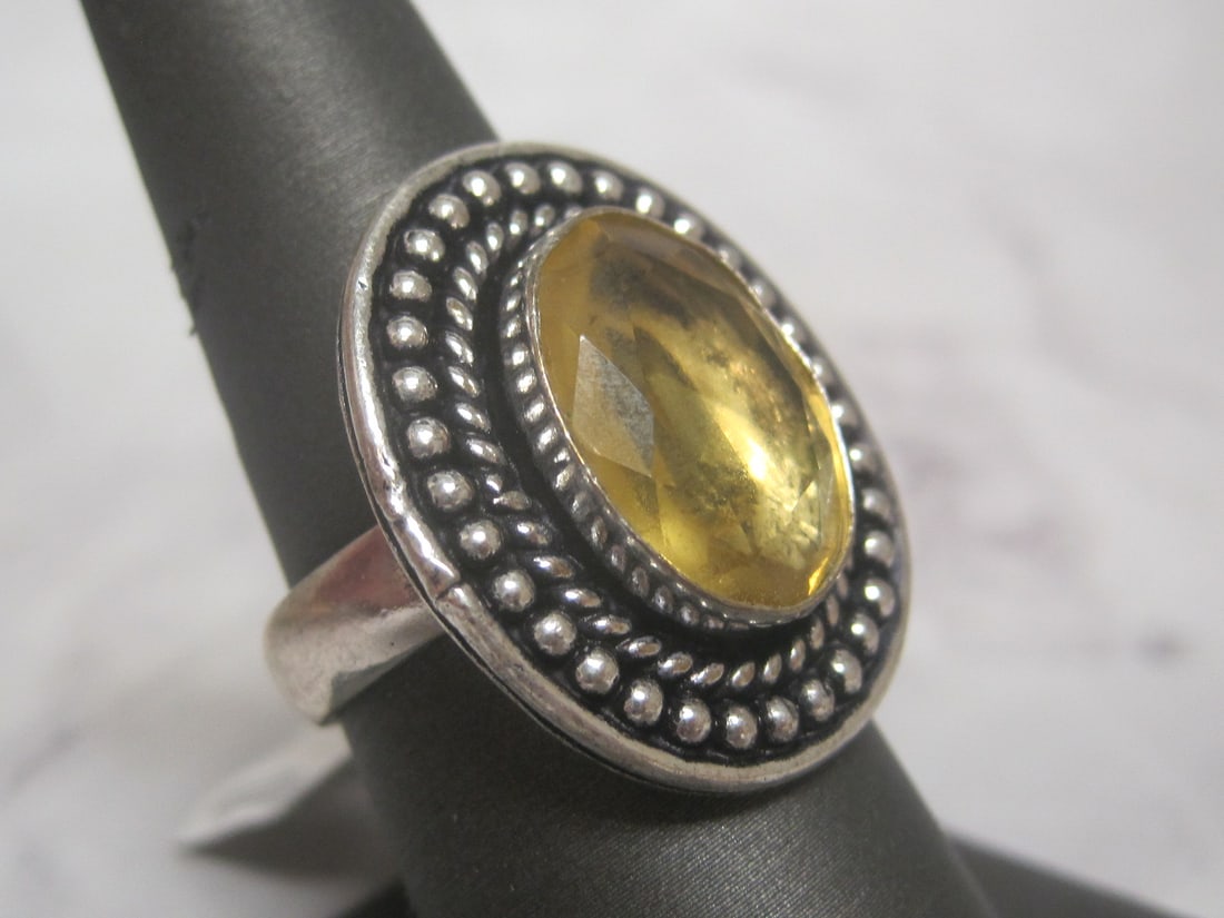 Metal German Silver Lemon Quartz Ring - 3