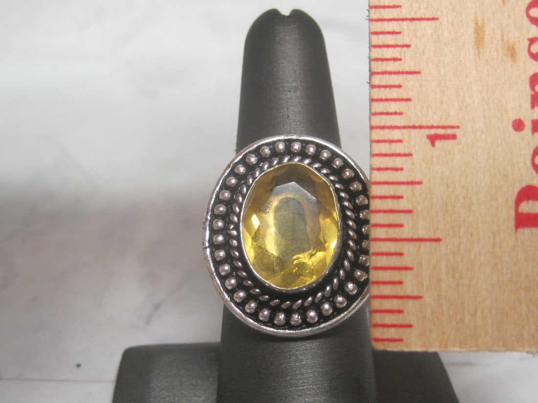 Metal German Silver Lemon Quartz Ring - 4