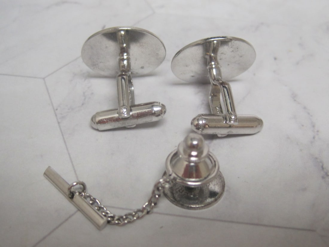 Sterling Silver Cuff Links & Tie Tack - 3