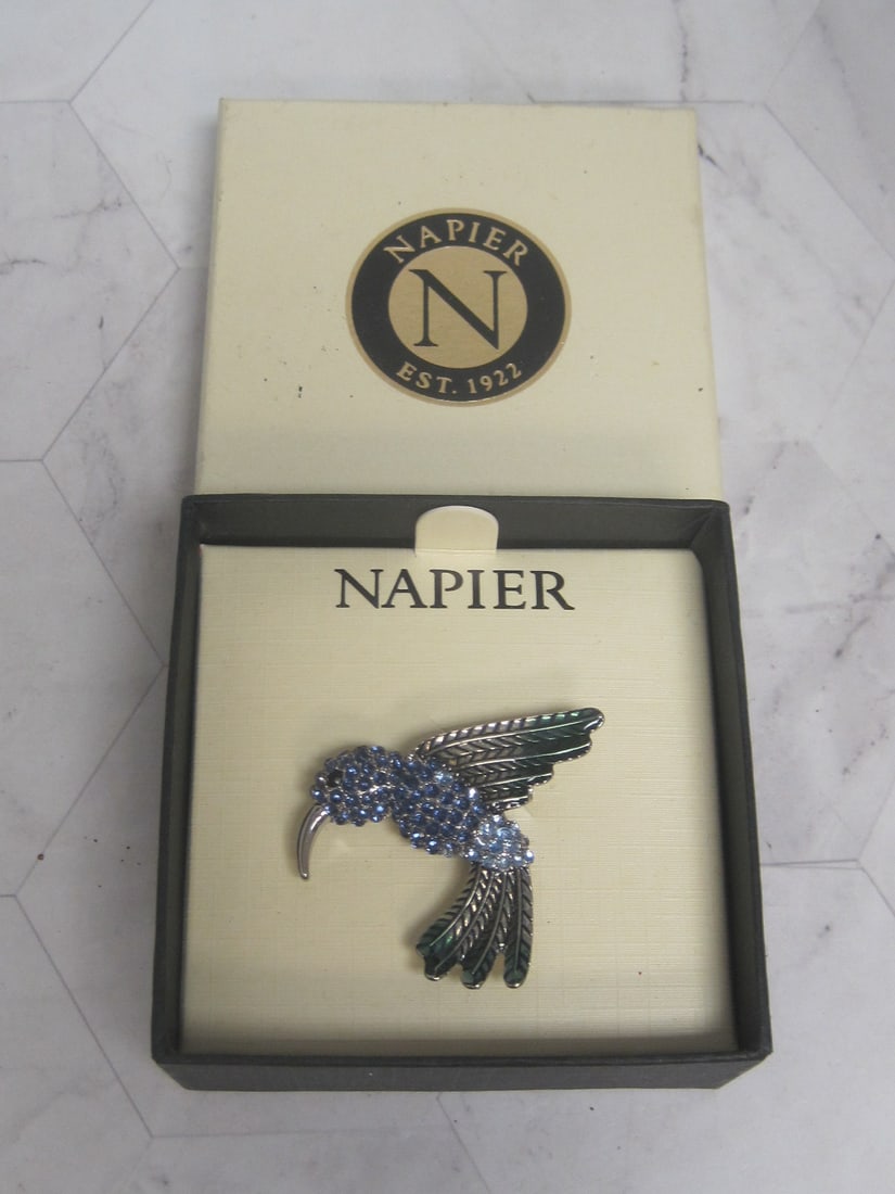 New Napier Hummingbird Crystal Brooch: In box
