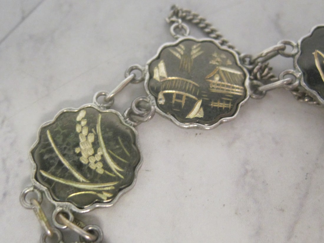 8" Antique Japanese Silver Damascene Komai Bracelet - 4