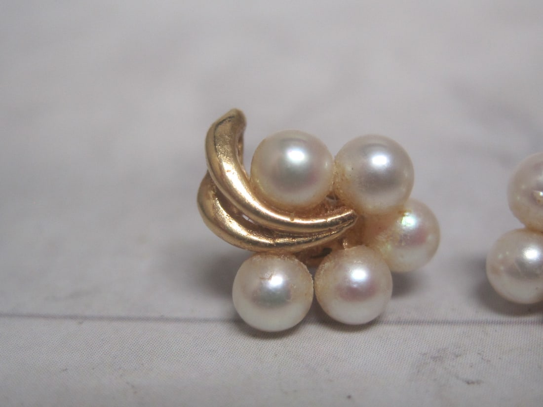 14k Gold Pearl Earrings - 2