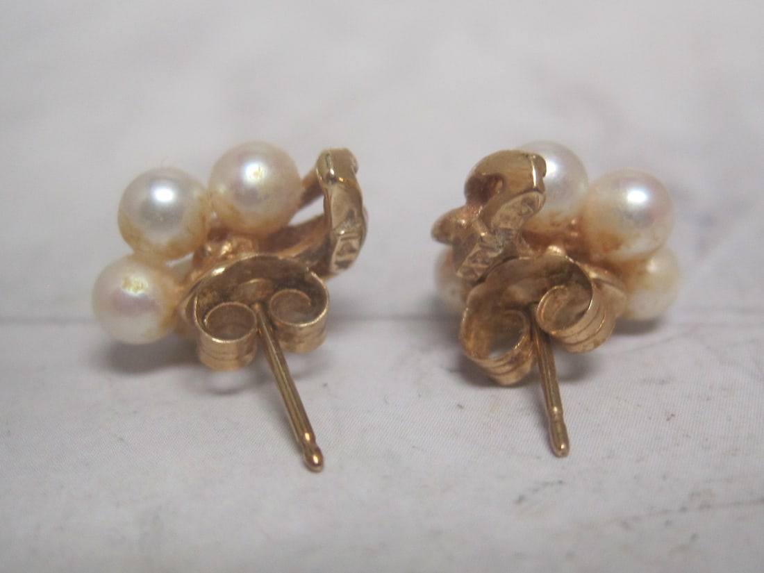 14k Gold Pearl Earrings - 3