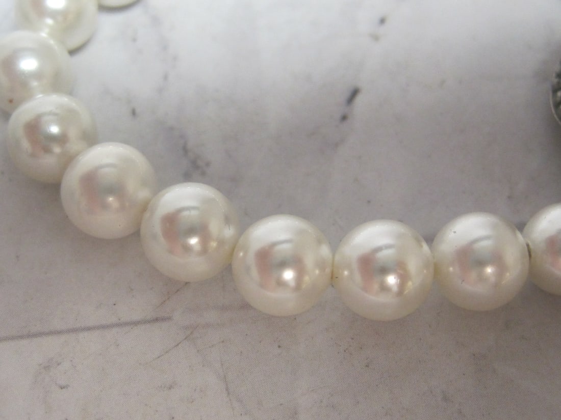 Pearl Stretch Bracelet with Sterling Silver Fresh Water Pearl & Marcasite Accent - 3
