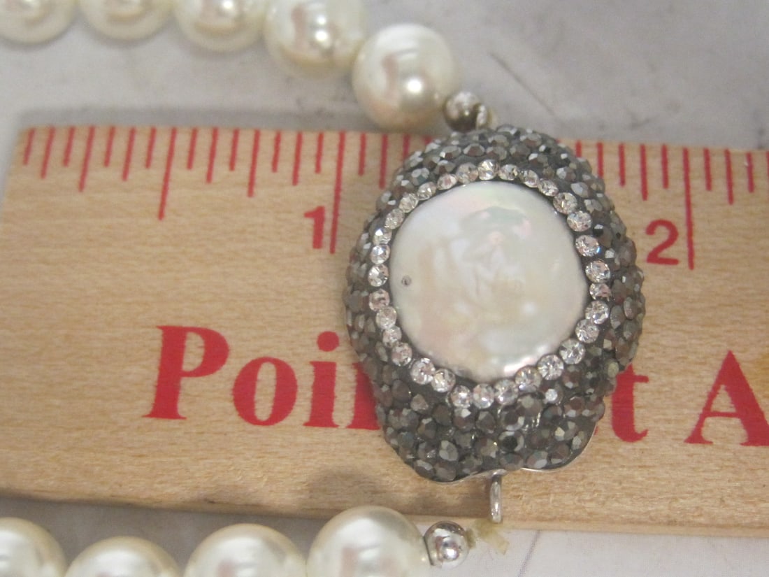 Pearl Stretch Bracelet with Sterling Silver Fresh Water Pearl & Marcasite Accent - 5