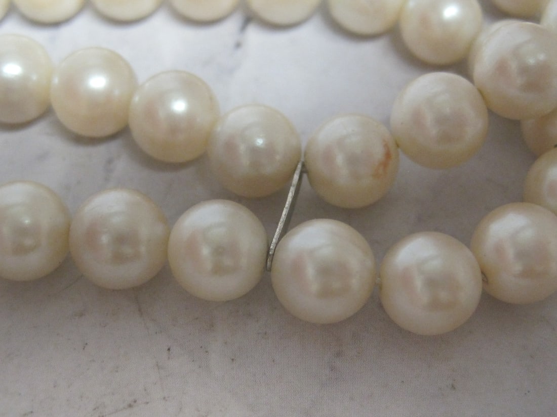 8" Double Strand Pearl Bracelet with Silver Clasp - 2