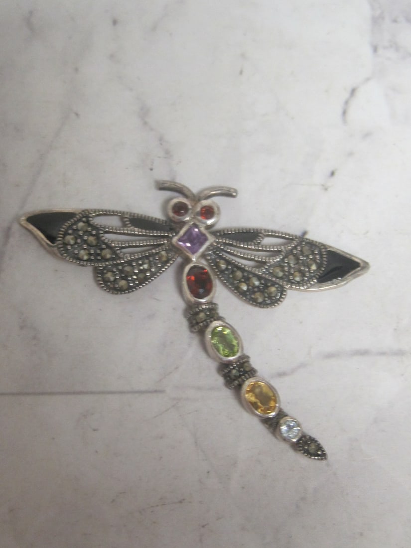 Gorgeous Dragonfly Multi-Gemstone Pendant: Weighs 6.1 grams