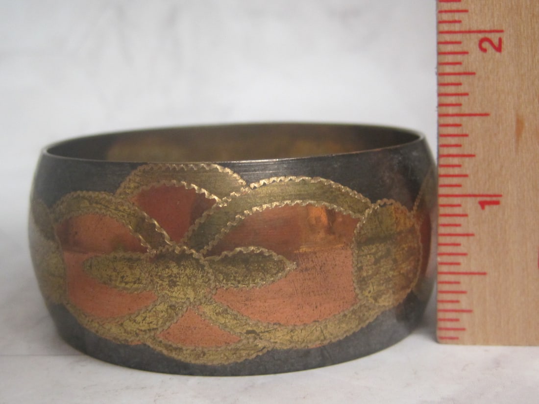 Multi-Metal Tri-Colored Bangle Bracelet - 4