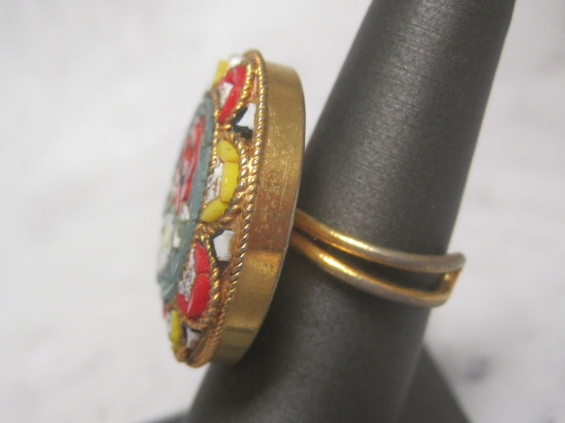 Italian Micro Mosaic Floral Ring - 3