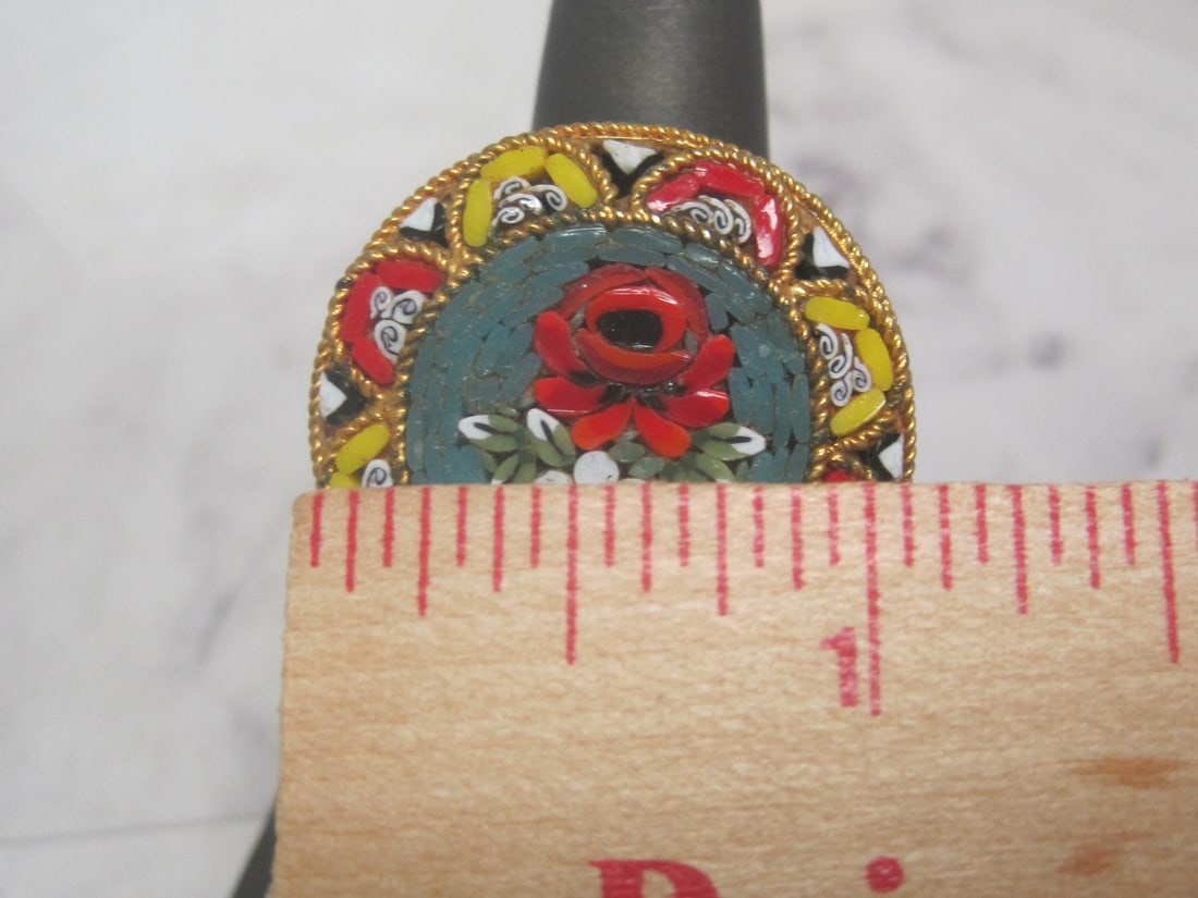 Italian Micro Mosaic Floral Ring - 5